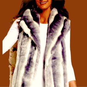 Grey & Black Luxe Faux Fur Vest Size S
